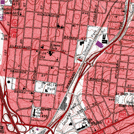 Topographic Map of Sylvan Street Baptist Church, TN