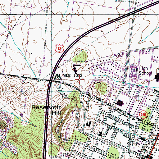 Topographic Map of Mount Pleasant Little League Park, TN