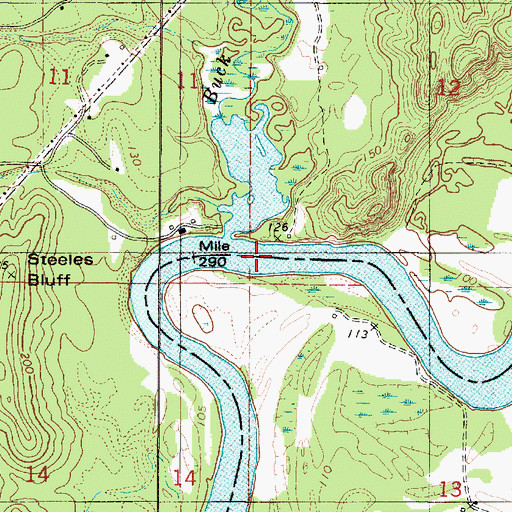 Topographic Map of Buck Creek Ferry (historical), AL