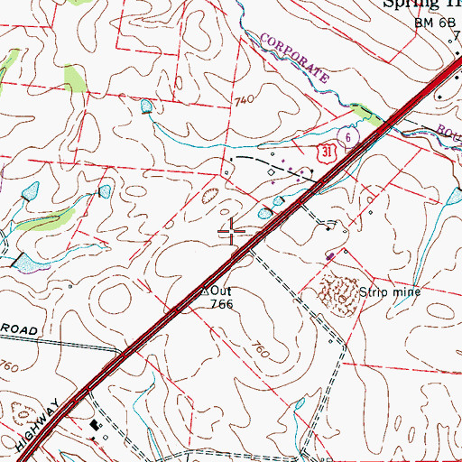 Topographic Map of University of Tennessee Mine, TN