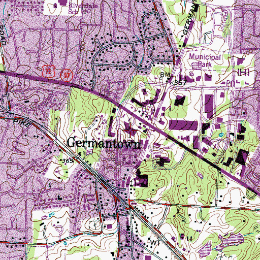 Topographic Map of Schaeffer Center of Germantown Shopping Center, TN