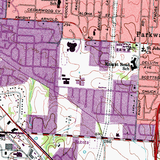 Topographic Map of Sheffield Vocational High School, TN
