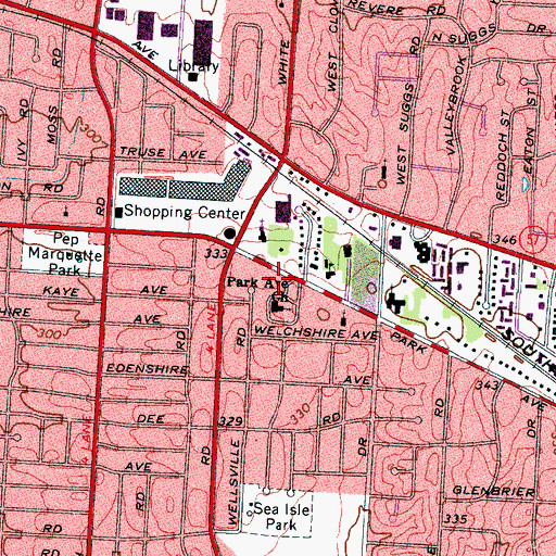 Topographic Map of Woodland Presbyterian School, TN