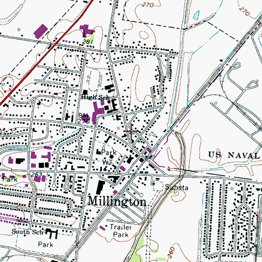 Topographic Map of Millington Church of God, TN