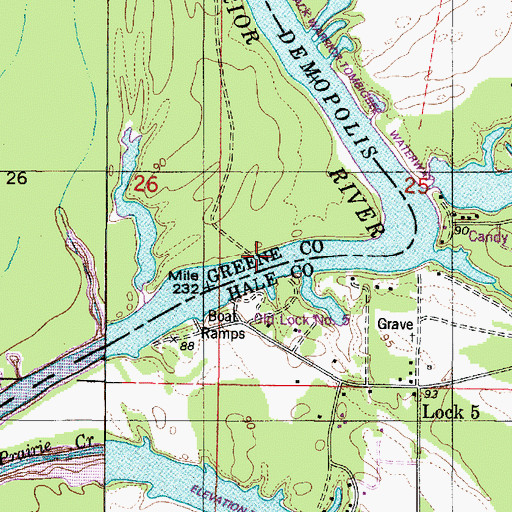 Topographic Map of Dunlap Landing (historical), AL