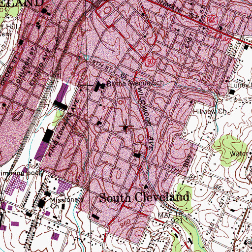 Topographic Map of Big Spring United Methodist Church, TN