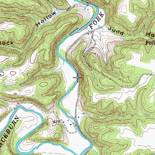 Topographic Map of Blackburn Fork State Scenic River, TN