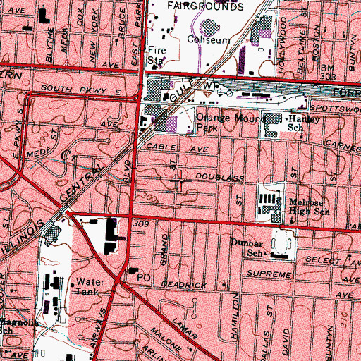 Topographic Map of Beulah Baptist Church, TN