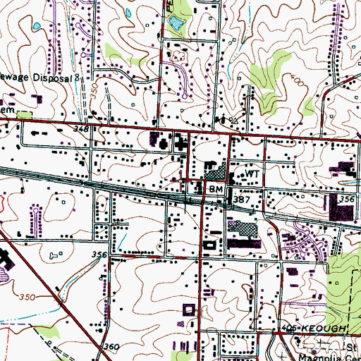 Topographic Map of Collierville Baptist Church, TN
