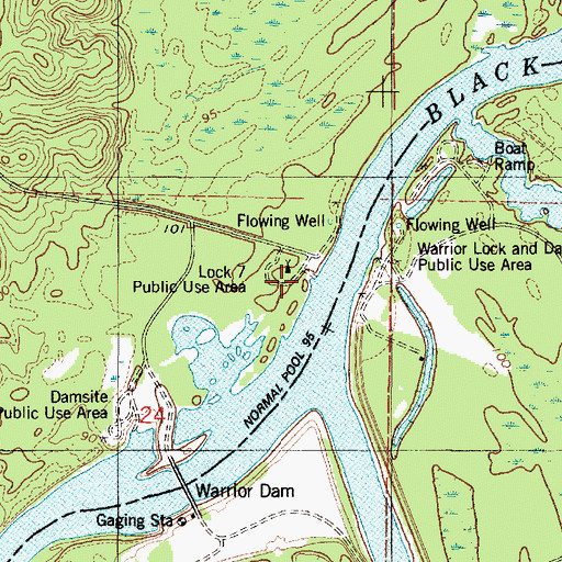 Topographic Map of Lock Seven Public Use Area, AL