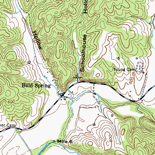 Topographic Map of Bold Springs Church of Christ, TN
