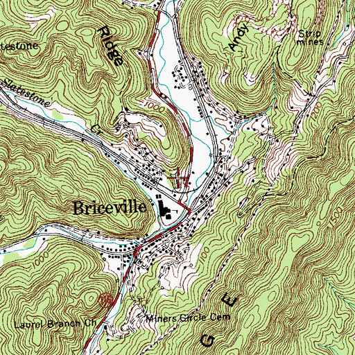 Topographic Map of Briceville Cemetery, TN