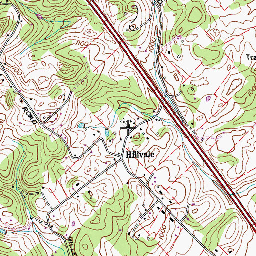 Topographic Map of Hillvale Baptist Church, TN