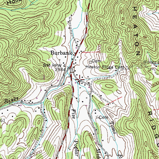 Topographic Map of Burbank Freewill Baptist Church, TN