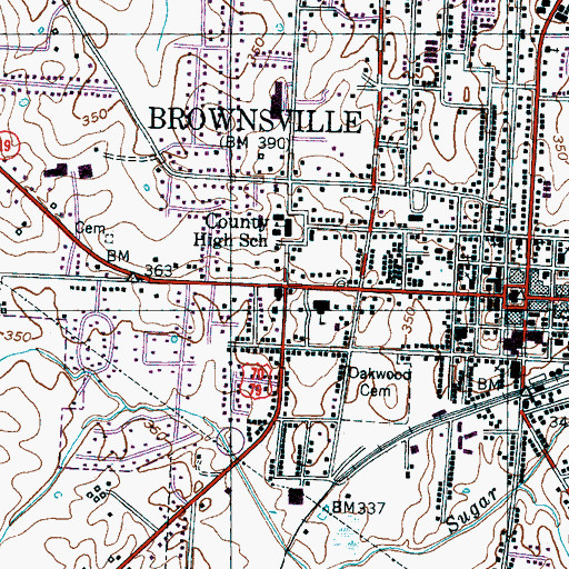 Topographic Map of College Hill Historic District, TN