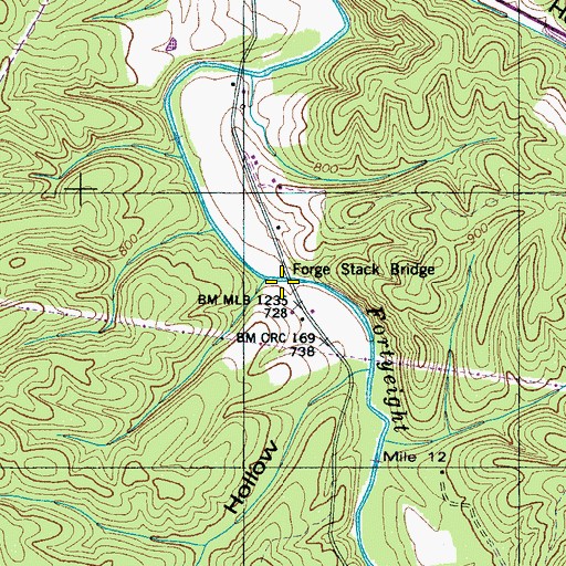 Topographic Map of Forge Stack Bridge, TN