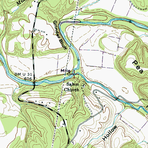 Topographic Map of Fortyeight Creek, TN