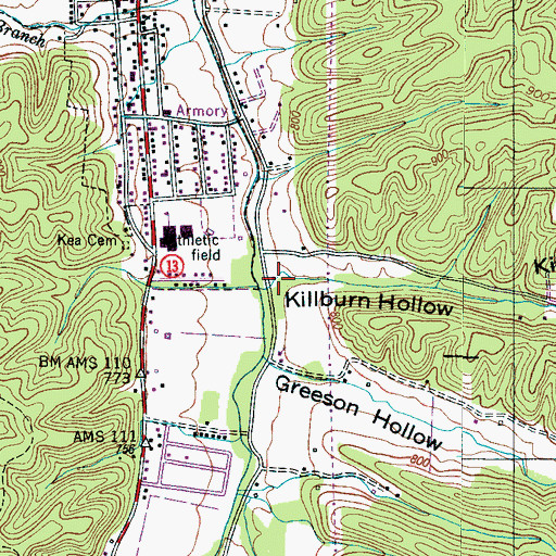 Topographic Map of Killburn Hollow, TN