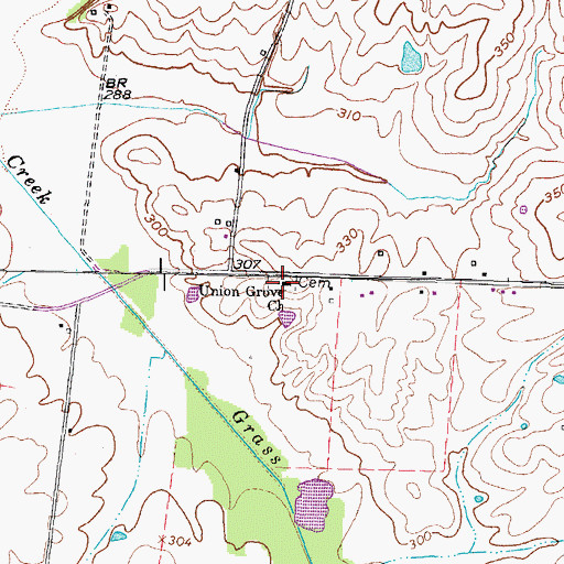 Topographic Map of Union Grove Cemetery, TN