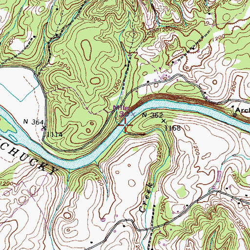 Topographic Map of Slate Creek, TN