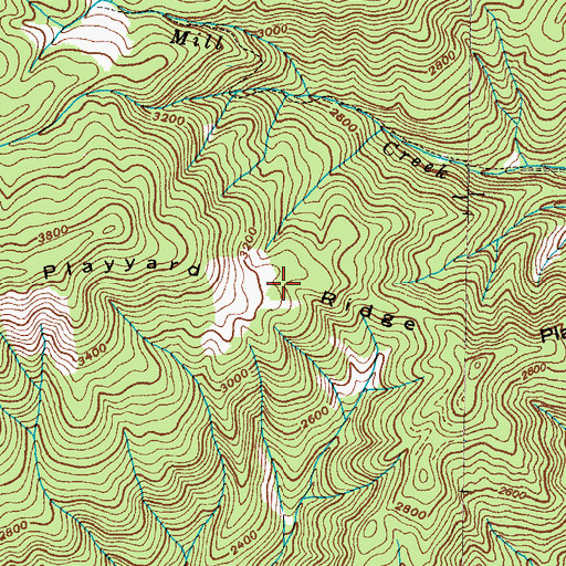Topographic Map of Playyard Ridge, TN
