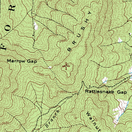 Topographic Map of Brushy Mountain, TN