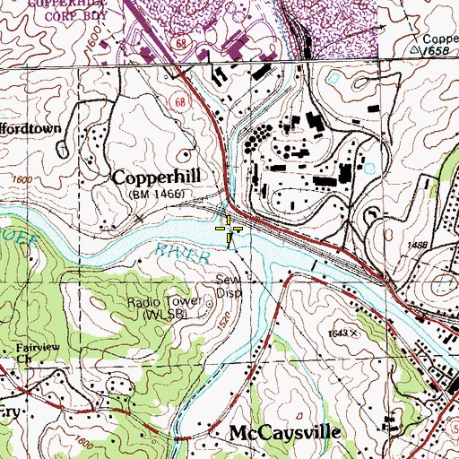 Topographic Map of Davis Mill Creek, TN