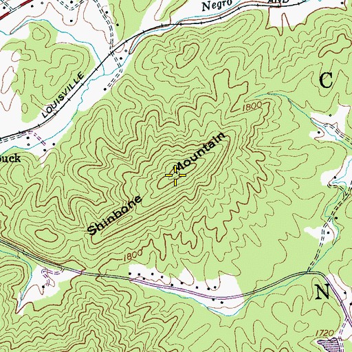 Topographic Map of Shinbone Mountain, TN