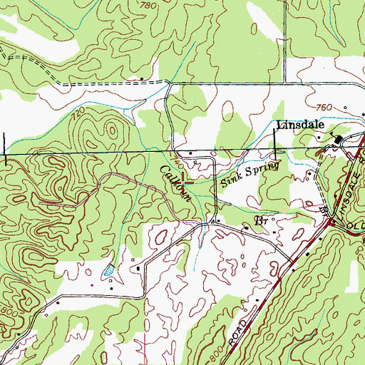 Topographic Map of Sink Spring Branch, TN
