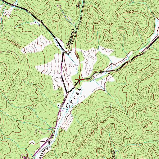 Topographic Map of Spencer Branch, TN