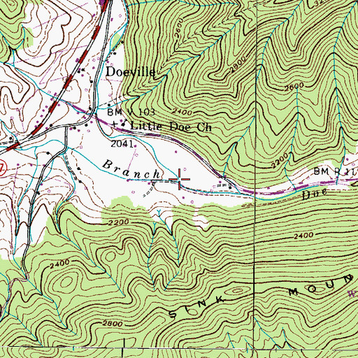 Topographic Map of Stalcup Branch, TN