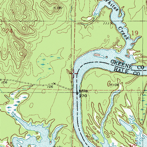 Topographic Map of Stave Bluff Landing, AL