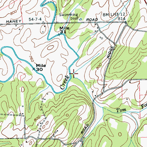 Topographic Map of Tom Foeman Creek, TN