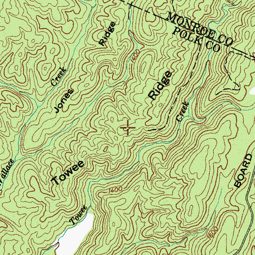 Topographic Map of Towee Ridge, TN
