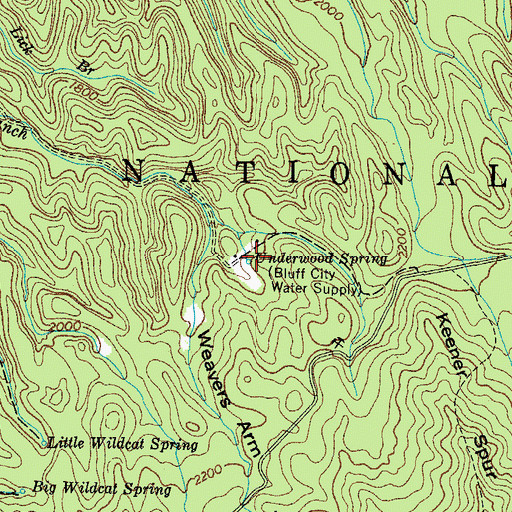 Topographic Map of Underwood Spring, TN