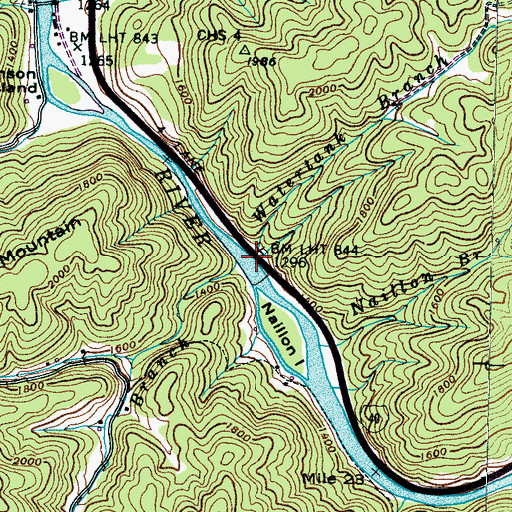 Topographic Map of Watertank Branch, TN
