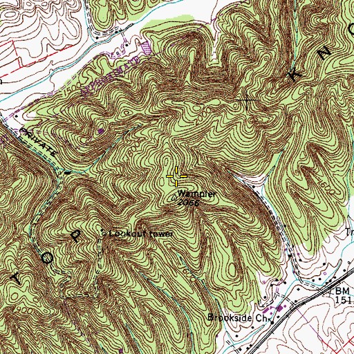 Topographic Map of Whitetop Knobs, TN