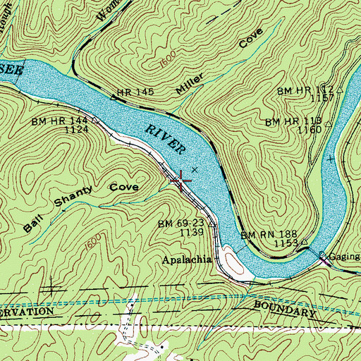 Topographic Map of Ball Shanty Cove, TN