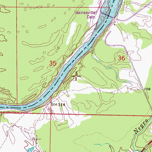 Topographic Map of Whitsetts Old Ford Bar, AL
