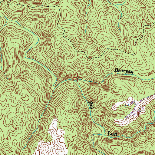 Topographic Map of Bearpen Branch, TN