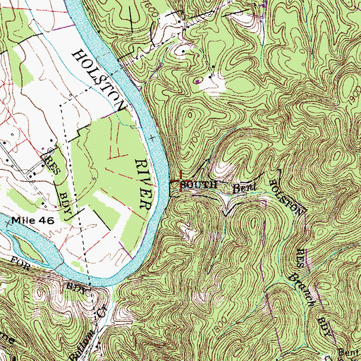 Topographic Map of Bent Branch, TN