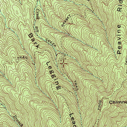 Topographic Map of Big Creek Trail, TN