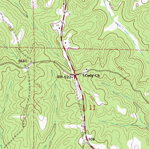 Topographic Map of Cody, AL