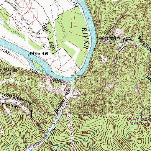 Topographic Map of Bottom Creek, TN