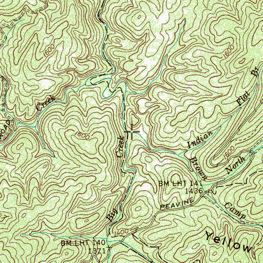 Topographic Map of Brown Camp Branch, TN