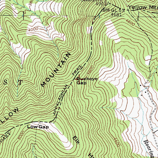 Topographic Map of Buckeye Gap, TN