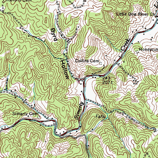 Topographic Map of Byrd Hollow, TN