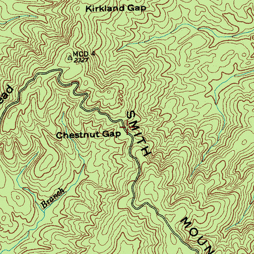 Topographic Map of Chestnut Gap, TN