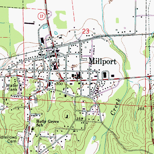Topographic Map of Millport High School (historical), AL