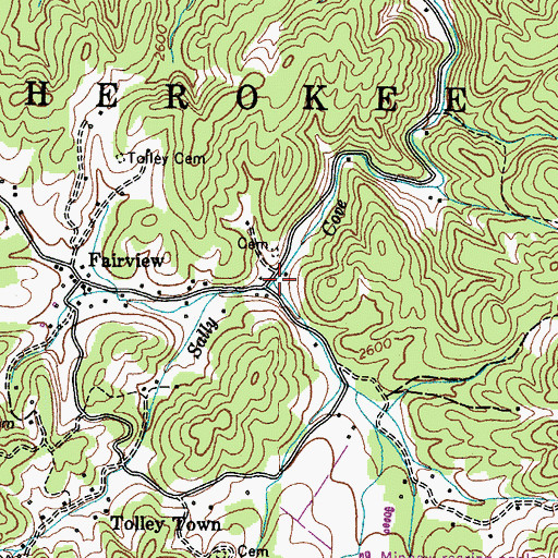 Topographic Map of Clarke Creek, TN